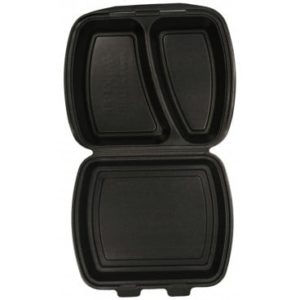 Caserola polistiren 2 compartimente neagra